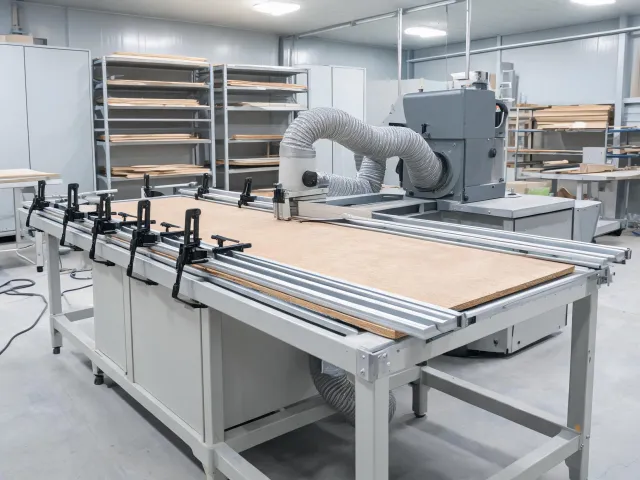 Cabinet shop panel cutting station