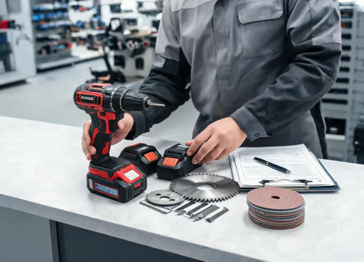 Dealer counter assembling power tool kits
