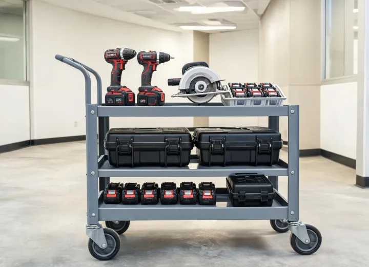 Facilities maintenance tool cart with power tools